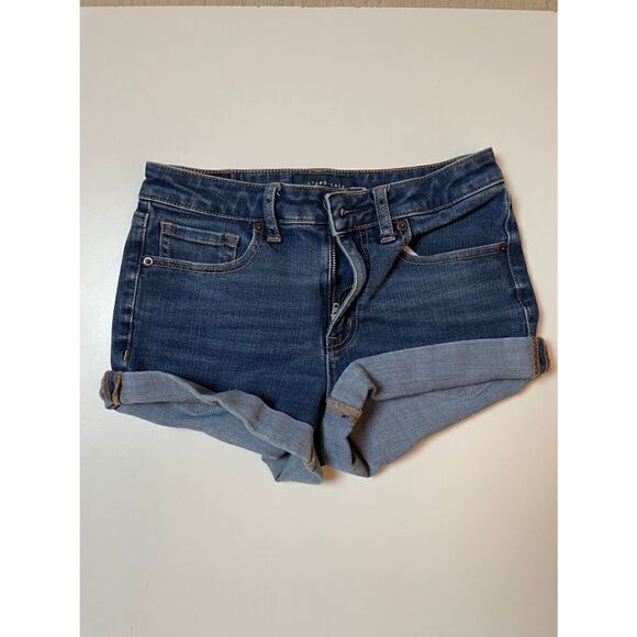 Aeropostale Flex Effects High Waisted Midi Denim Jean Shorts Size 2 EUC - Picture 1 of 8